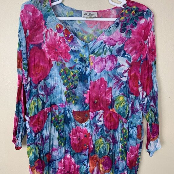 Vintage 2 Rare Womens 2X Dress Colorful Flowy Floral Abstract Maxi 80s Crinkle - Picture 4 of 16